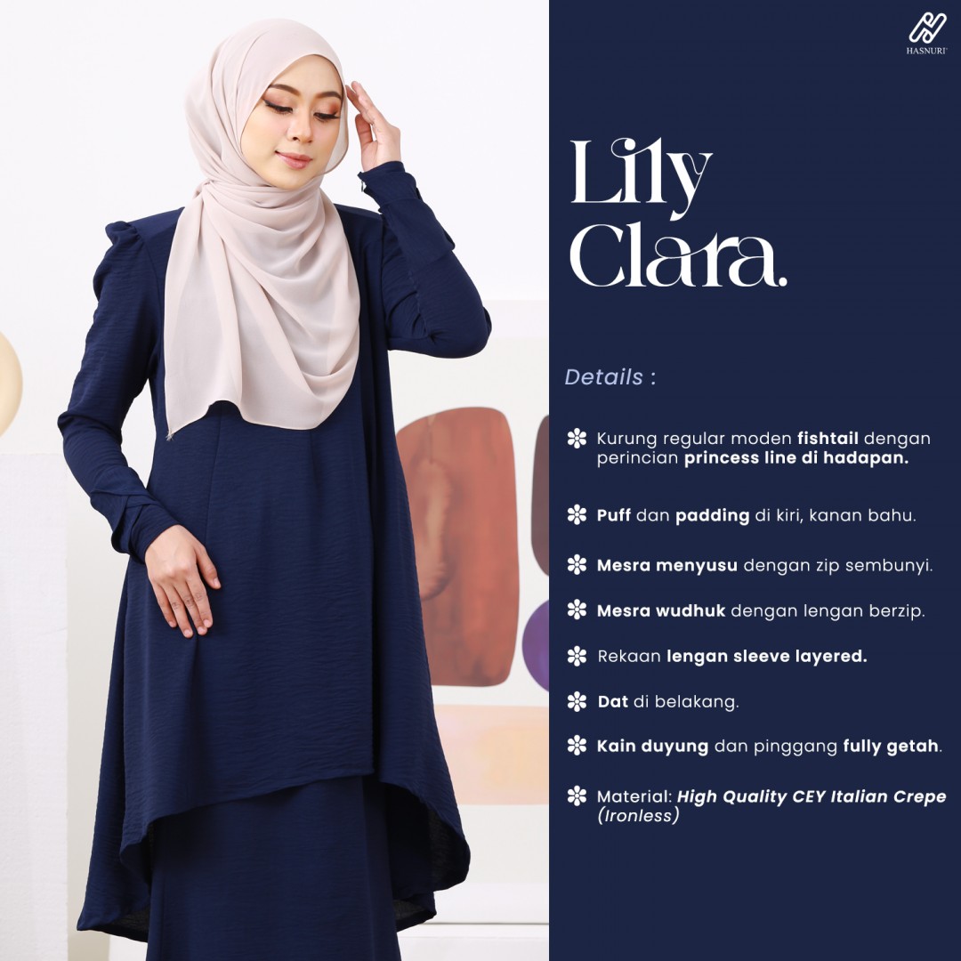 Kurung Lily Clara - Navy Blue