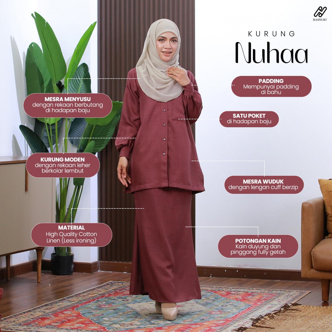Kurung Nuhaa - Deep Maroon