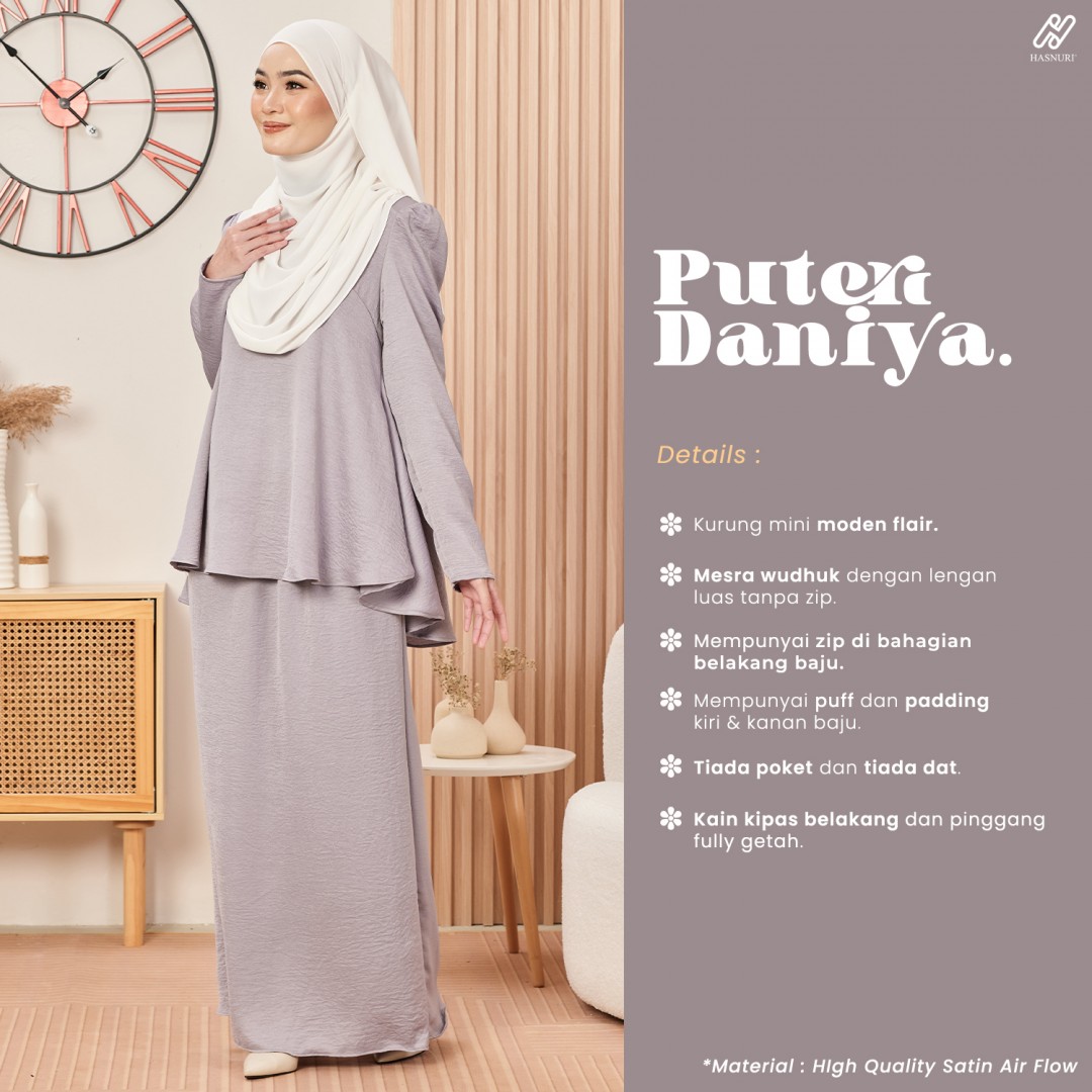 Kurung Puteri Daniya - Silver Grey