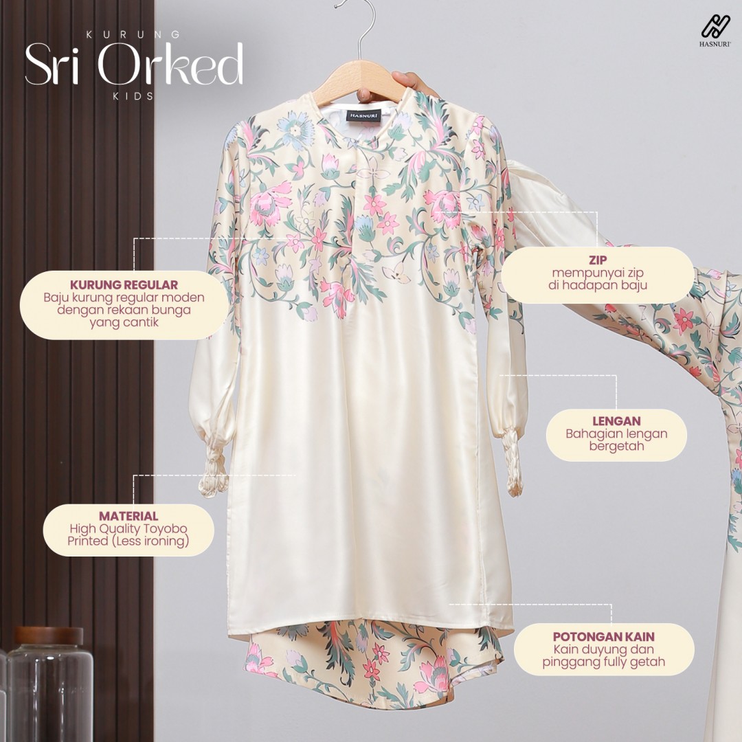 Kurung Sri Orked Kids - Soft Yellow