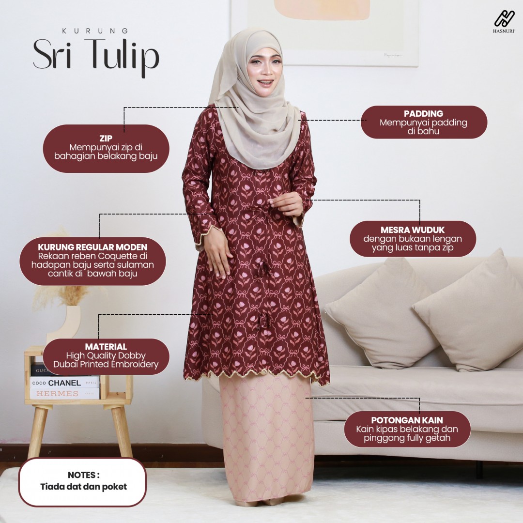 Kurung Sri Tulip - Dark Purple