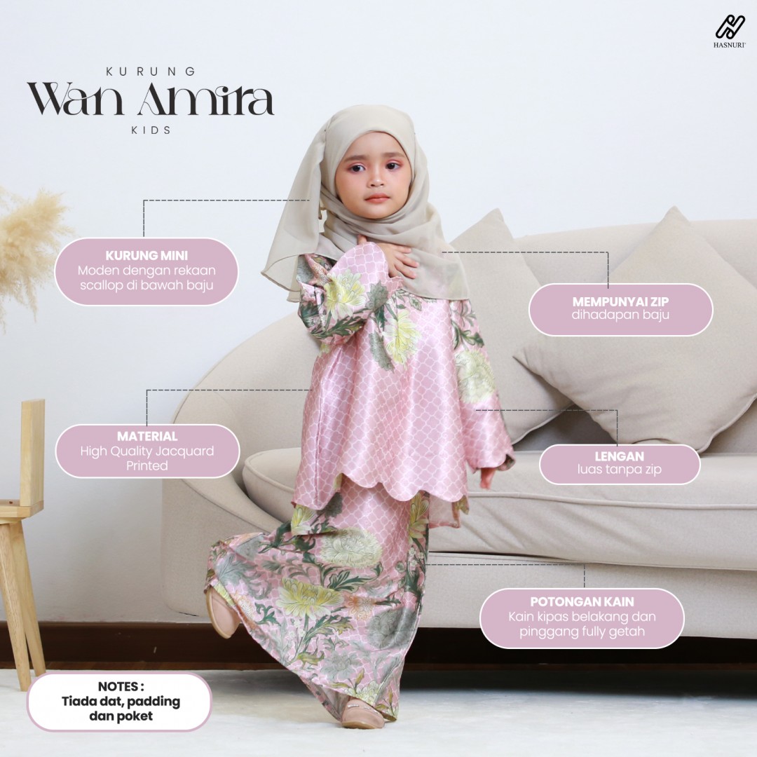 Kurung Wan Amira Kids - Black