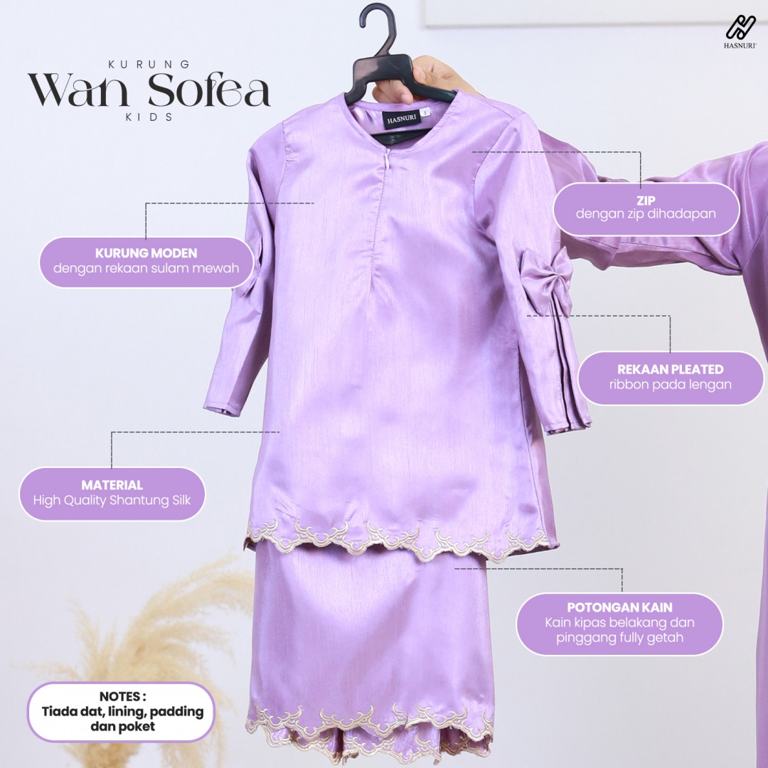 Kurung Wan Sofea Kids - Fuschia Pink