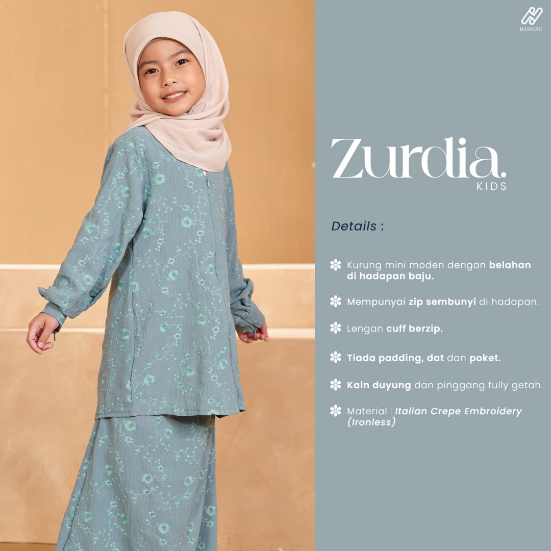 Kurung Zurdia Kids - Matcha Green