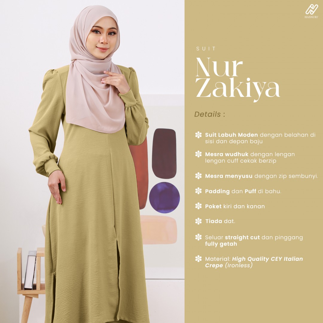 Suit Nur Zakiya - Army Green