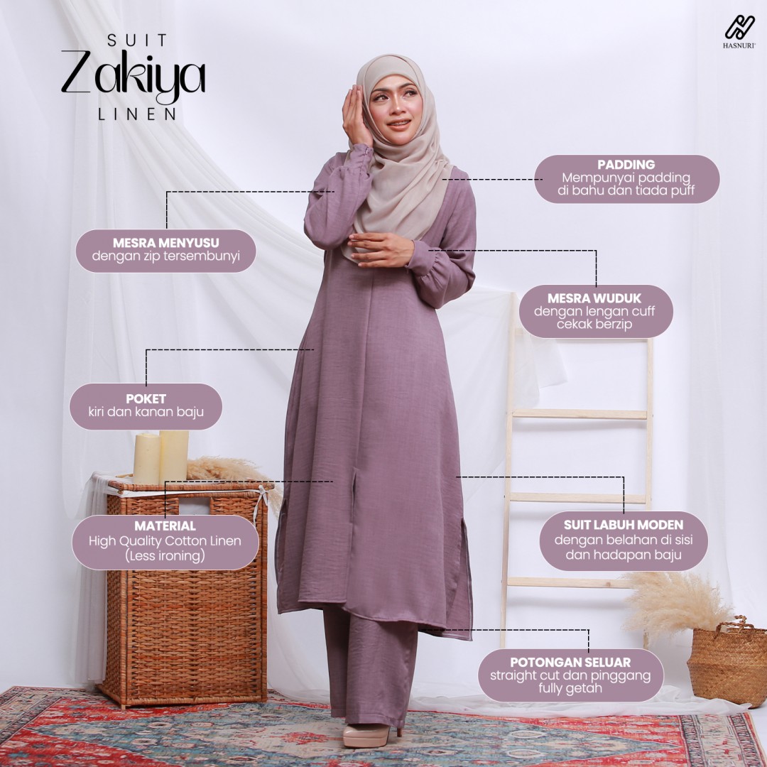 Suit Zakiya Linen - Army Green