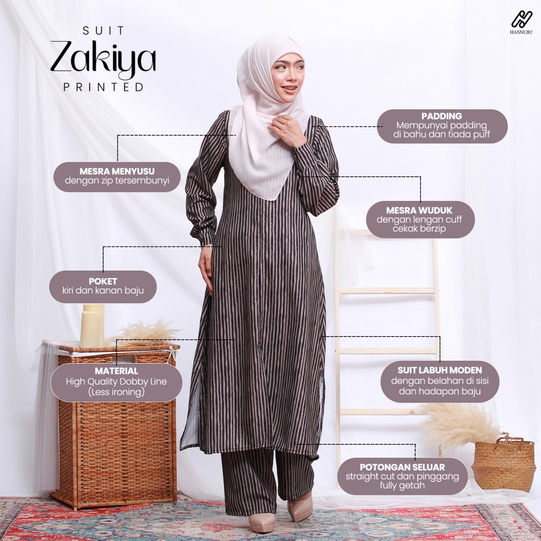 Suit Zakiya Printed - Purple