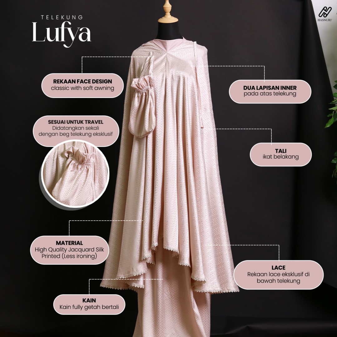 Telekung Lufya - Pink