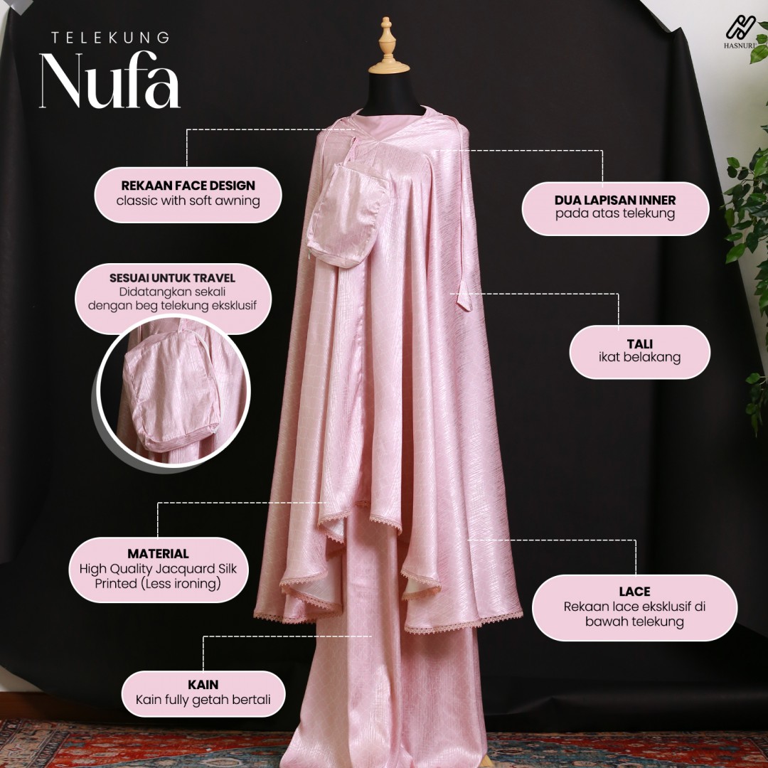 Telekung Nufa - Deep Mauve