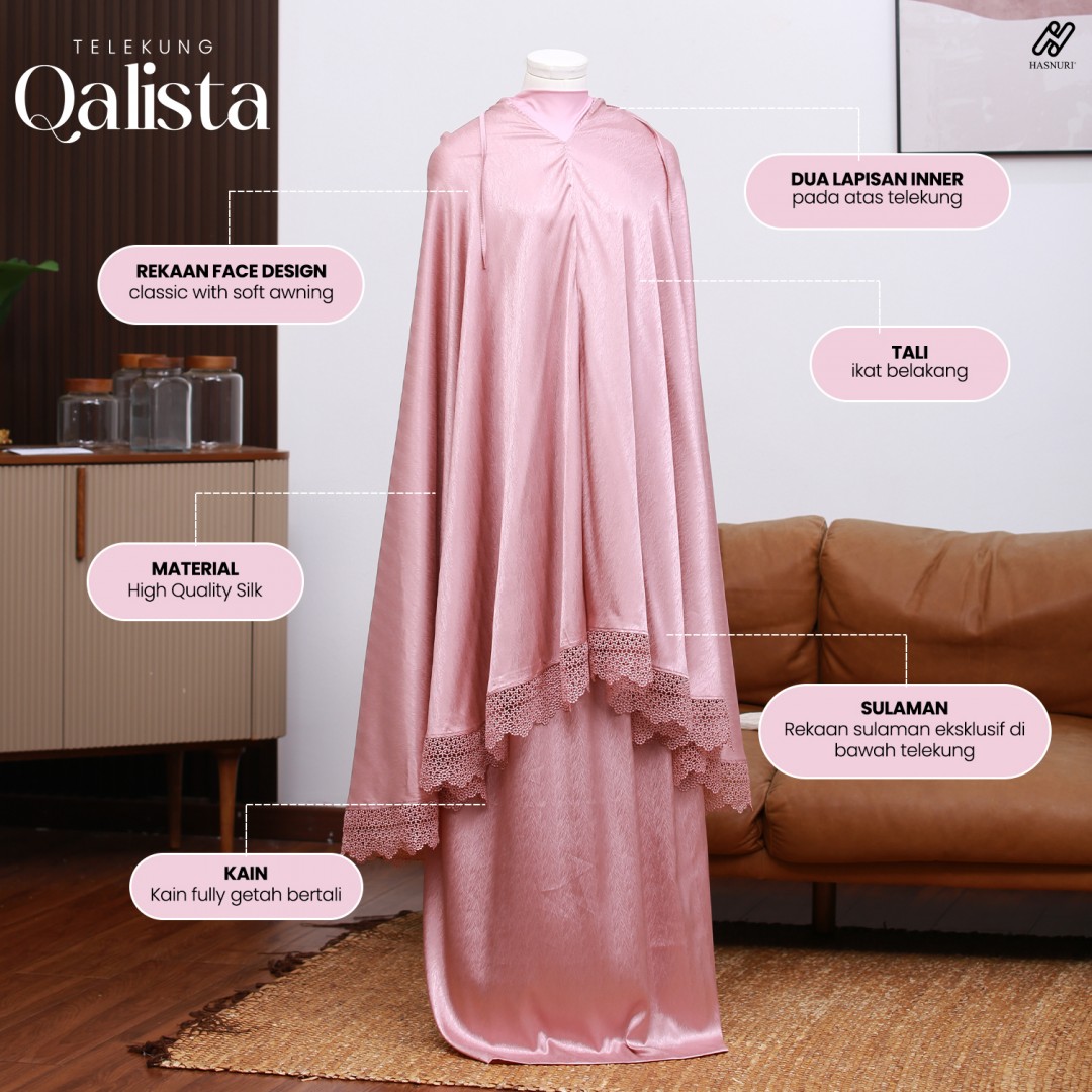 Telekung Qalista - Purplish Grey