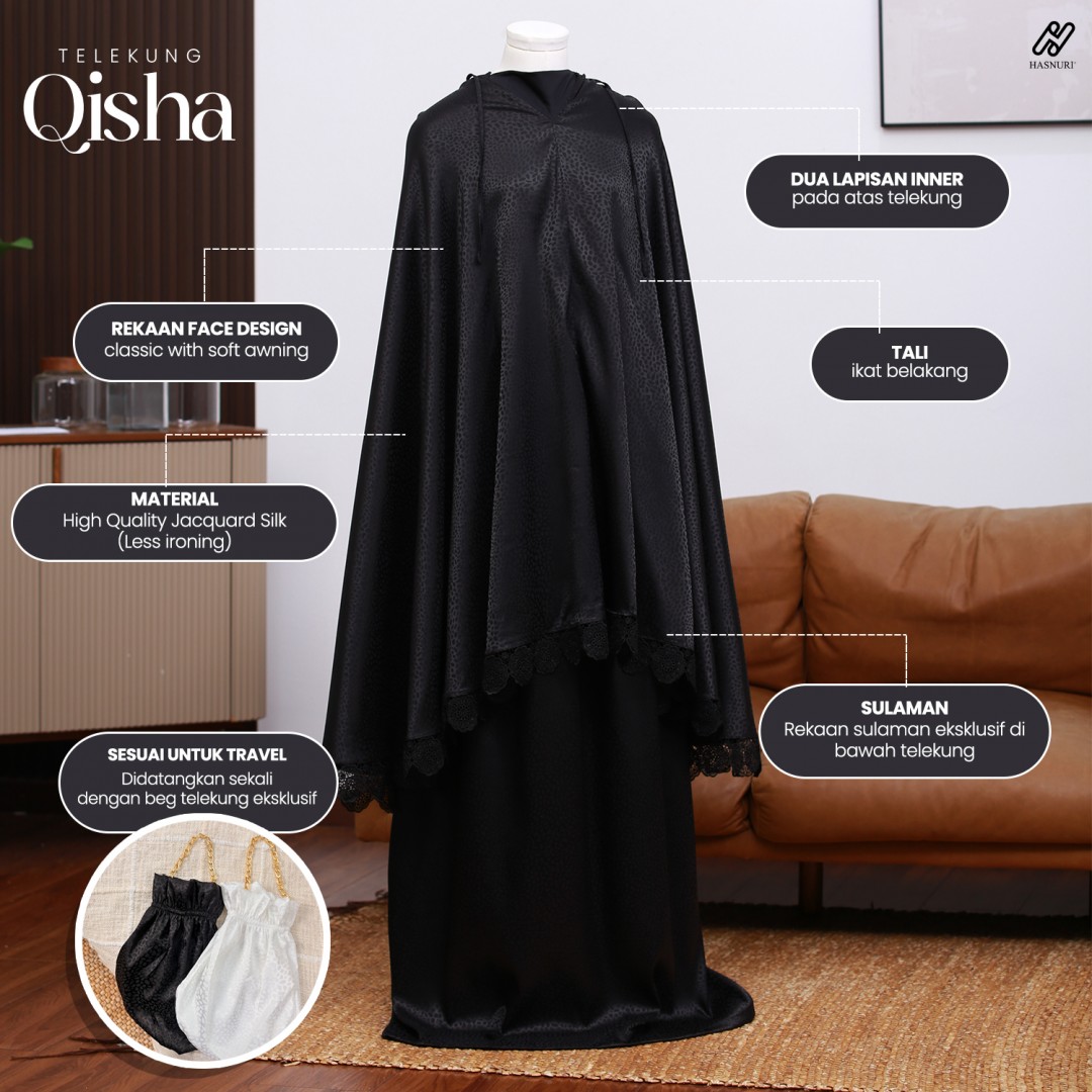 Telekung Qisha - Off White