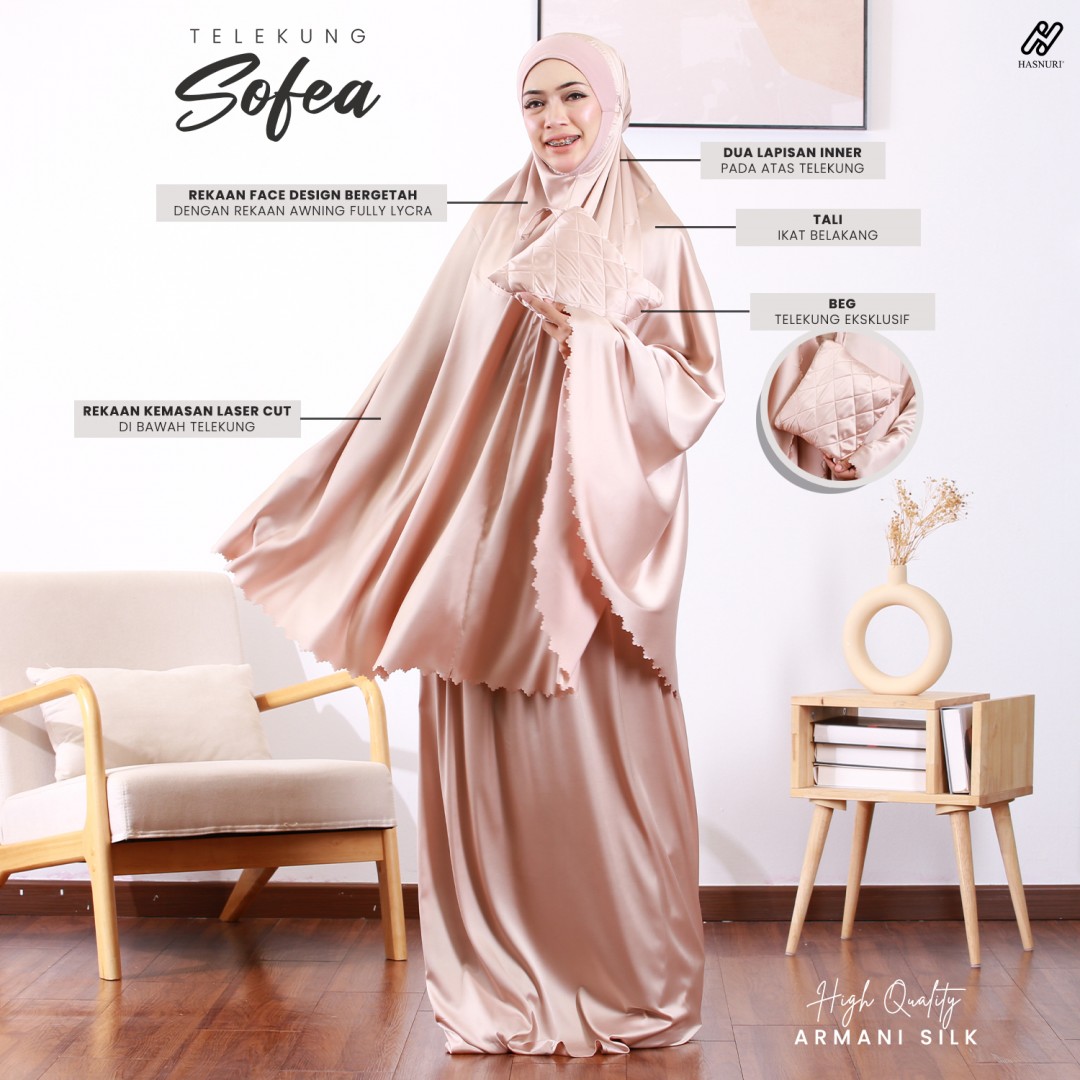 Telekung Sofea - Light Gold