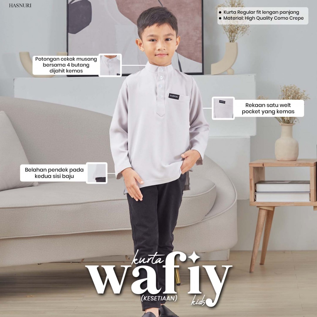 Kurta Wafiy Kids - Light Grey