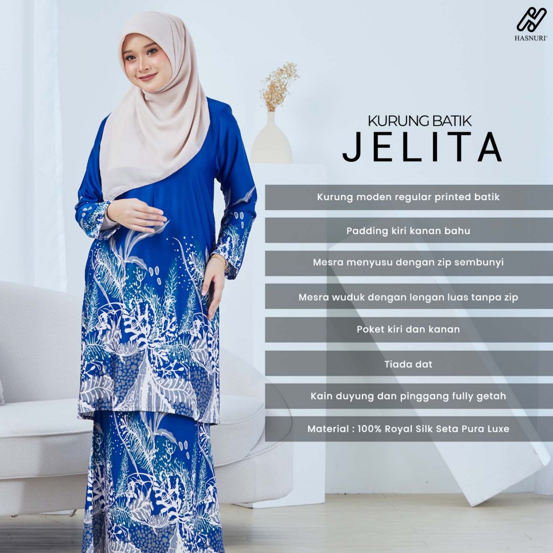 Kurung Batik Jelita - Royal Blue