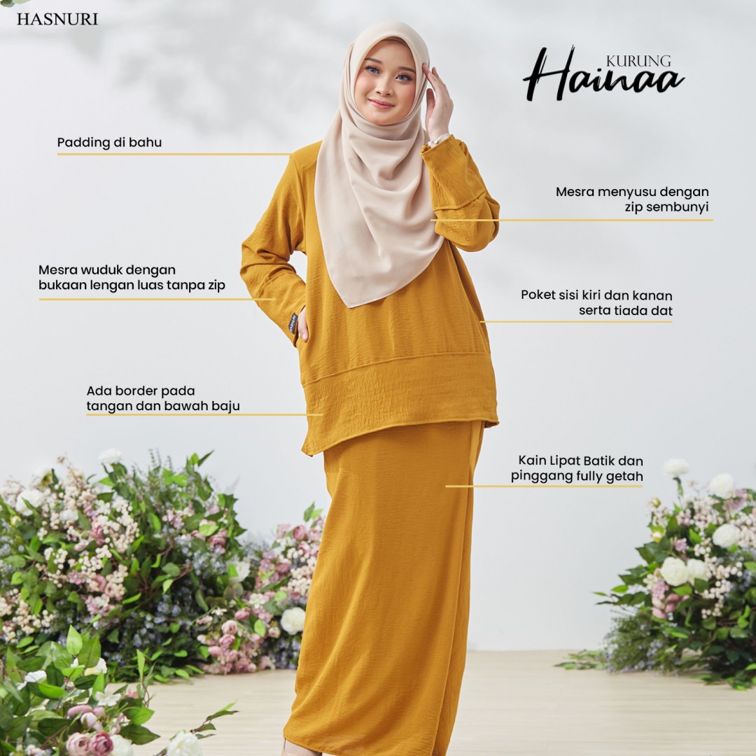 Kurung Hainaa - Olive Green