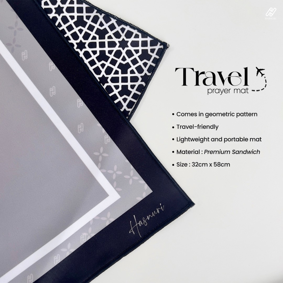 Sejadah Mini Travel Prayer Mat - Black