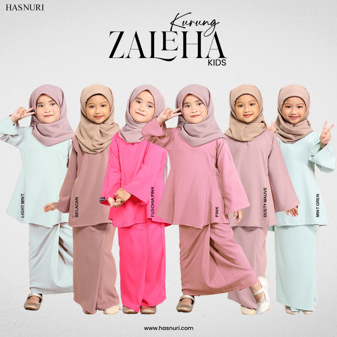 Kurung Zaleha Kids - Dusty Green