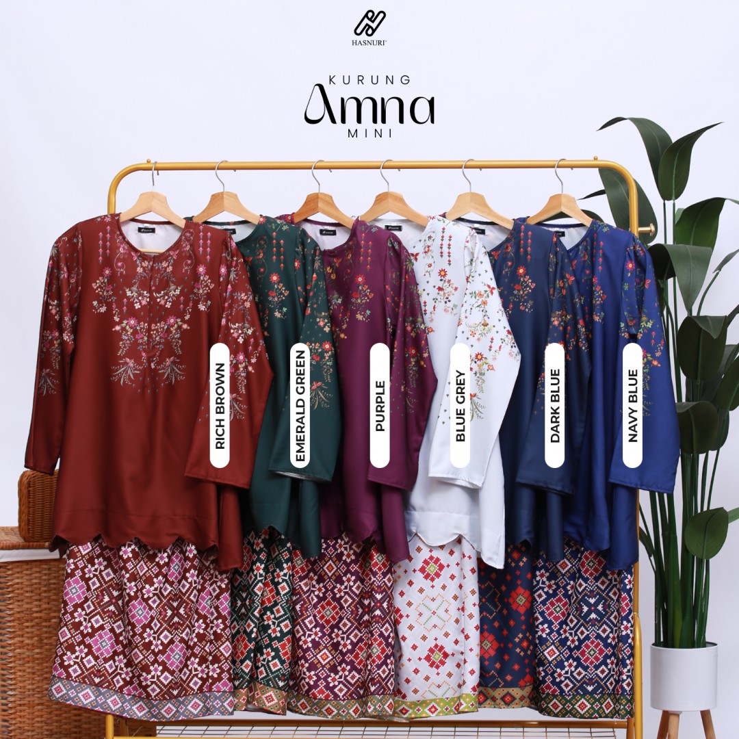Kurung Amna Mini - Blue Grey