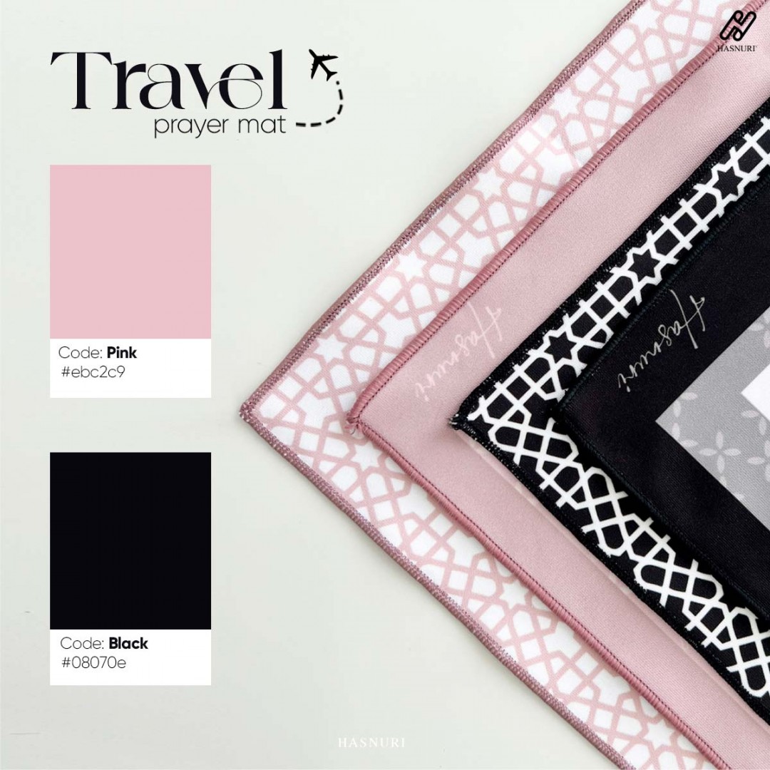 Sejadah Mini Travel Prayer Mat - Black