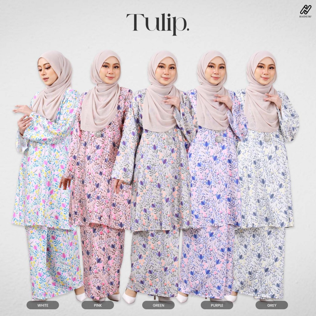Kurung Tulip - Grey