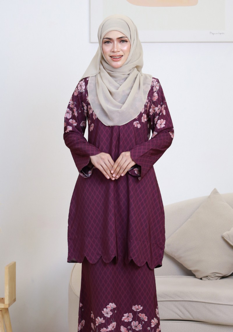 Kurung Sri Melur Labuh - Purple