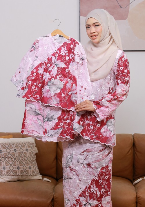 Kurung Sri Camellia Kids - Raspberry