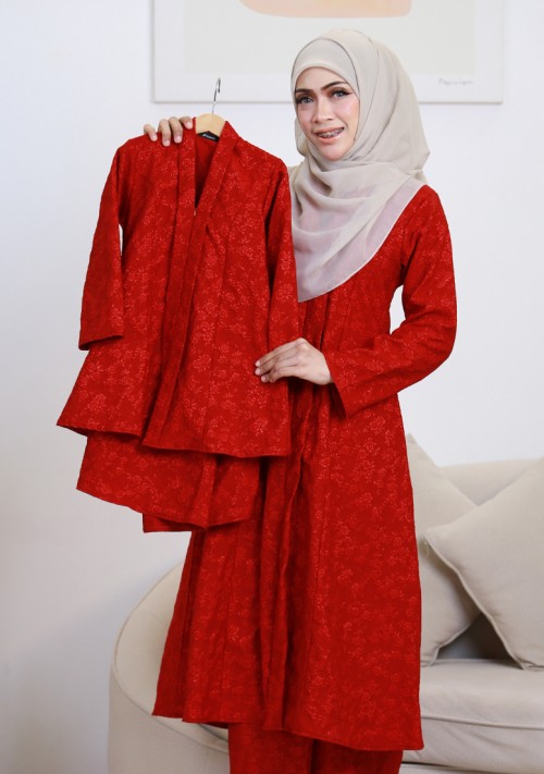 Kebaya Sri Embun Kids - Red Maroon