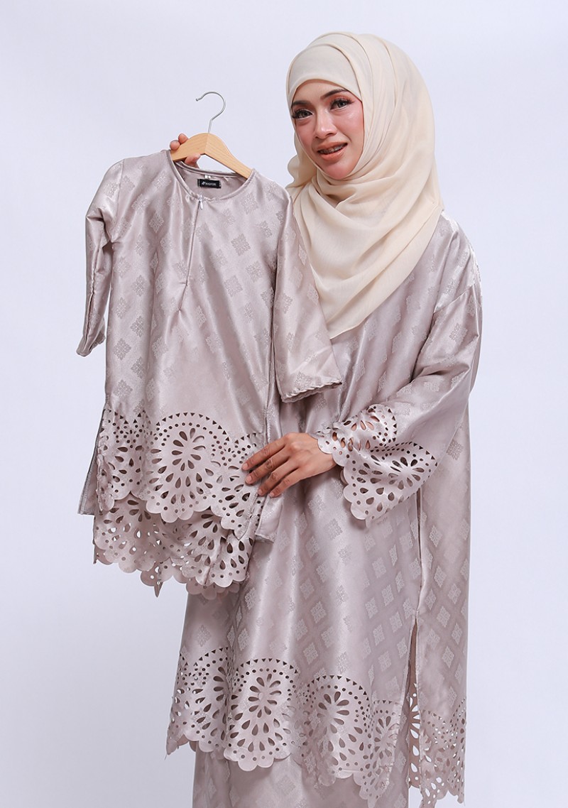 Kurung Che Aisha Kids - Silver Grey