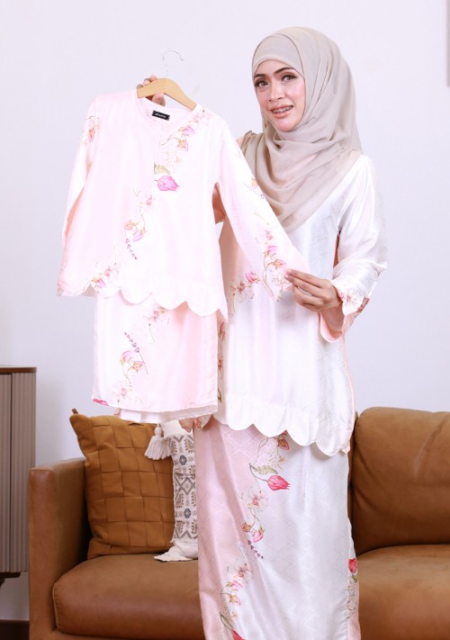 Kurung Sri Lily Kids - Soft Peach