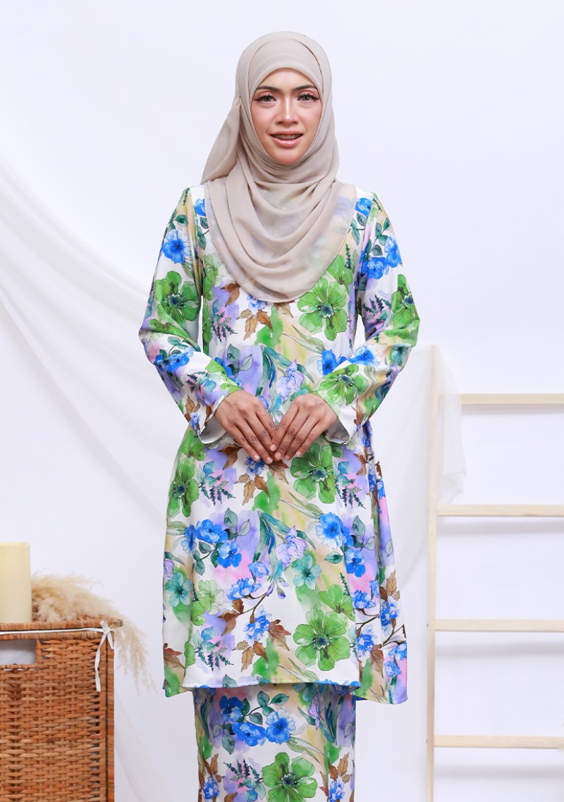 Kurung Aida - White Green