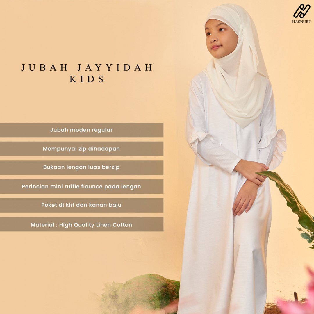 Jubah Jayyidah Kids - White