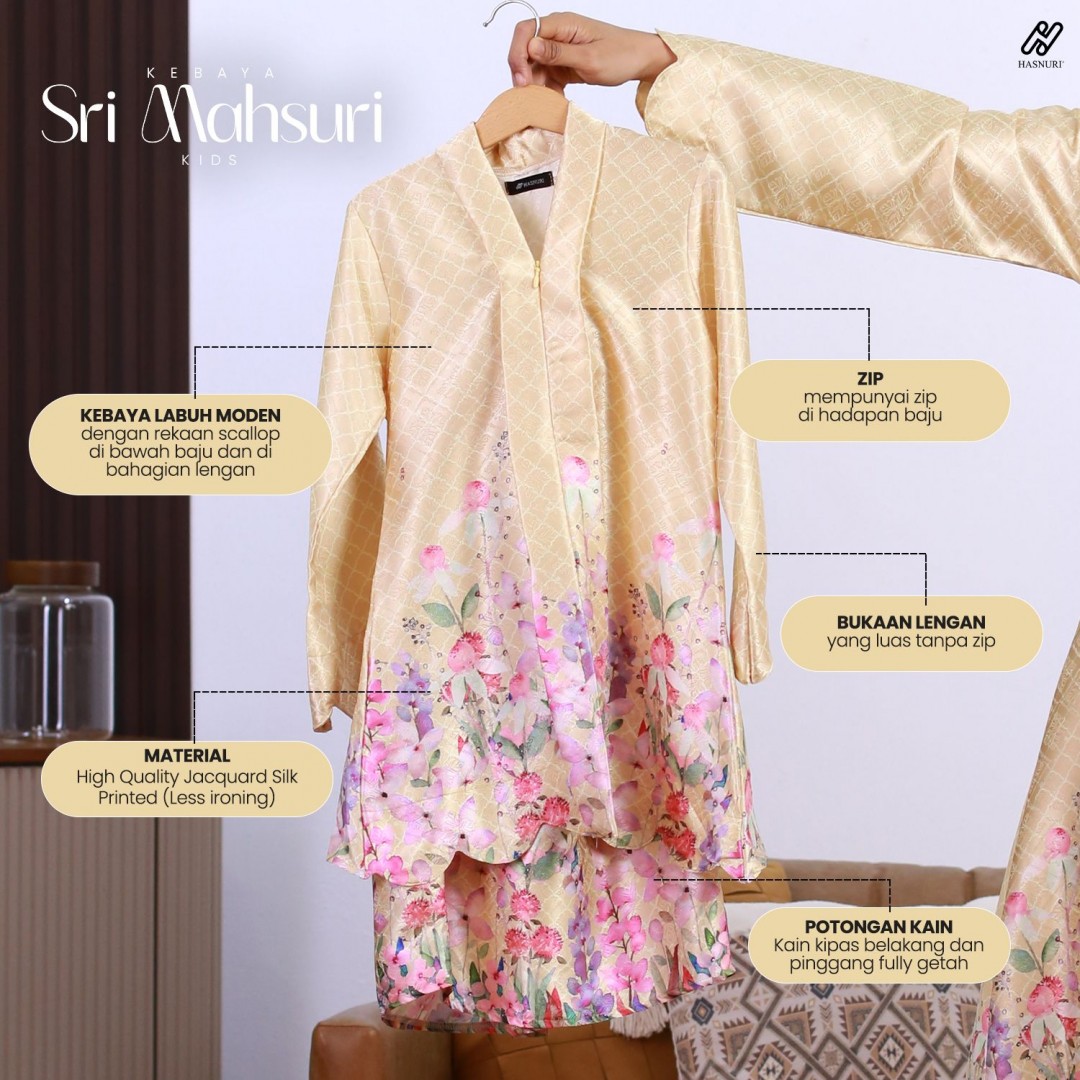 Kebaya Sri Mahsuri Kids - Icy Blue