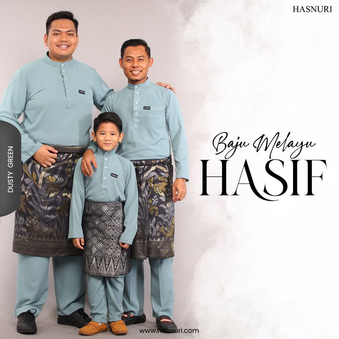 Baju Melayu Hasif Kids - Dusty Green