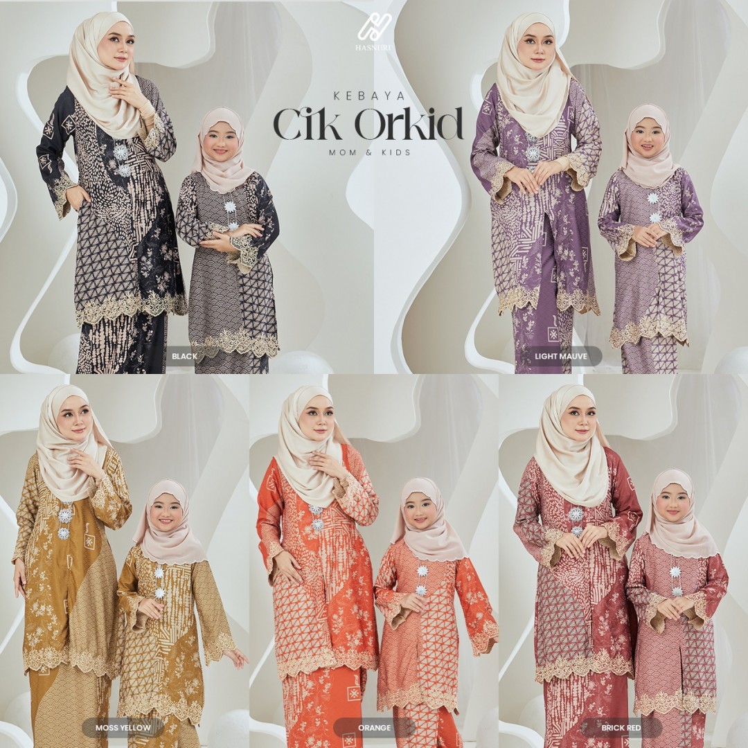 Kebaya Cik Orkid Kids - Light Mauve