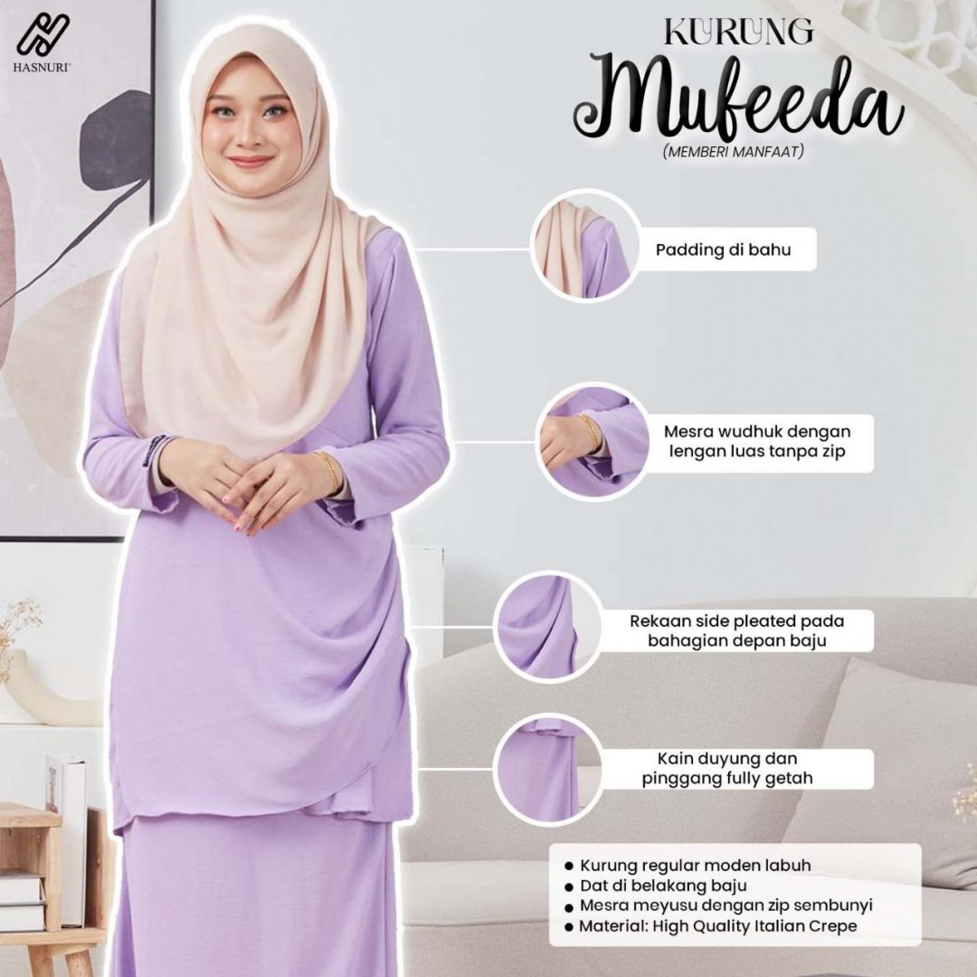 Kurung Mufeeda - Peach