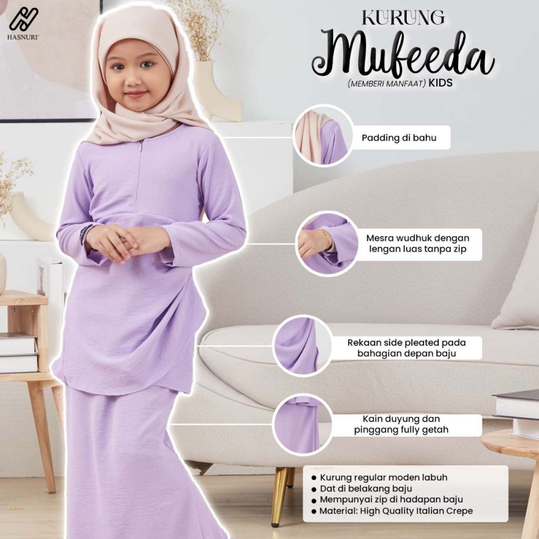 Kurung Mufeeda Kids - Dark Purple