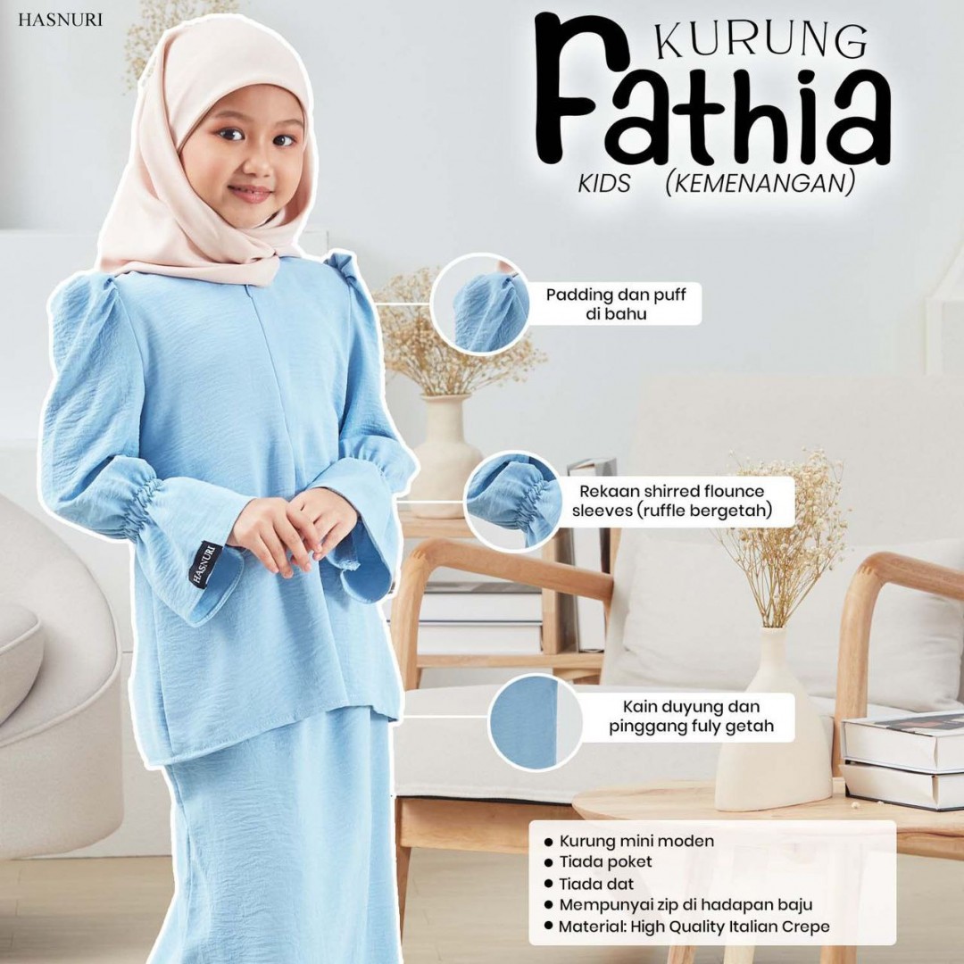 Kurung Fathia Kids - Matcha Green