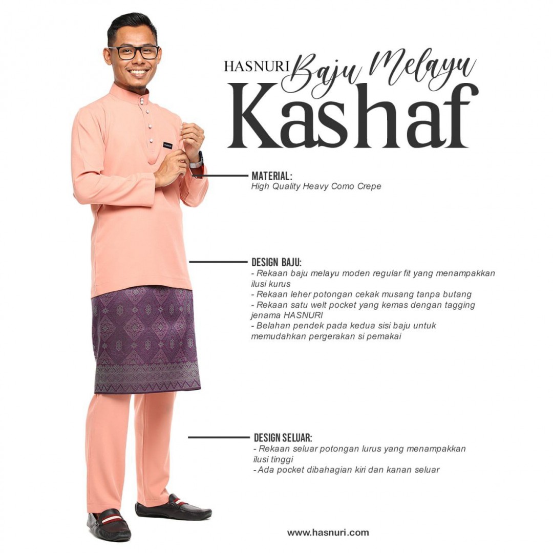 Baju Melayu Kashaf - Light Peach