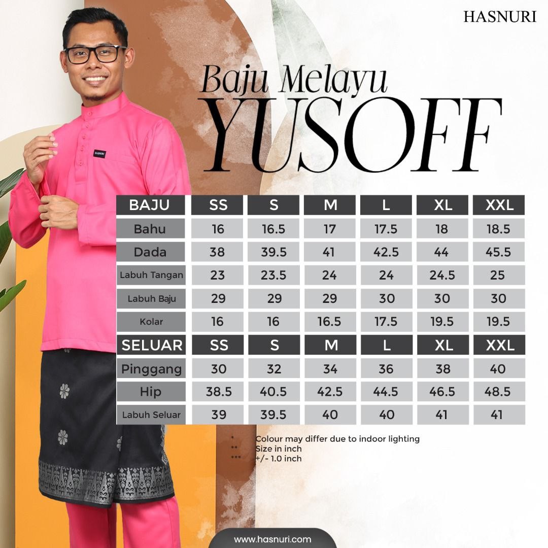 Baju Melayu Yusoff - Fuschia Pink