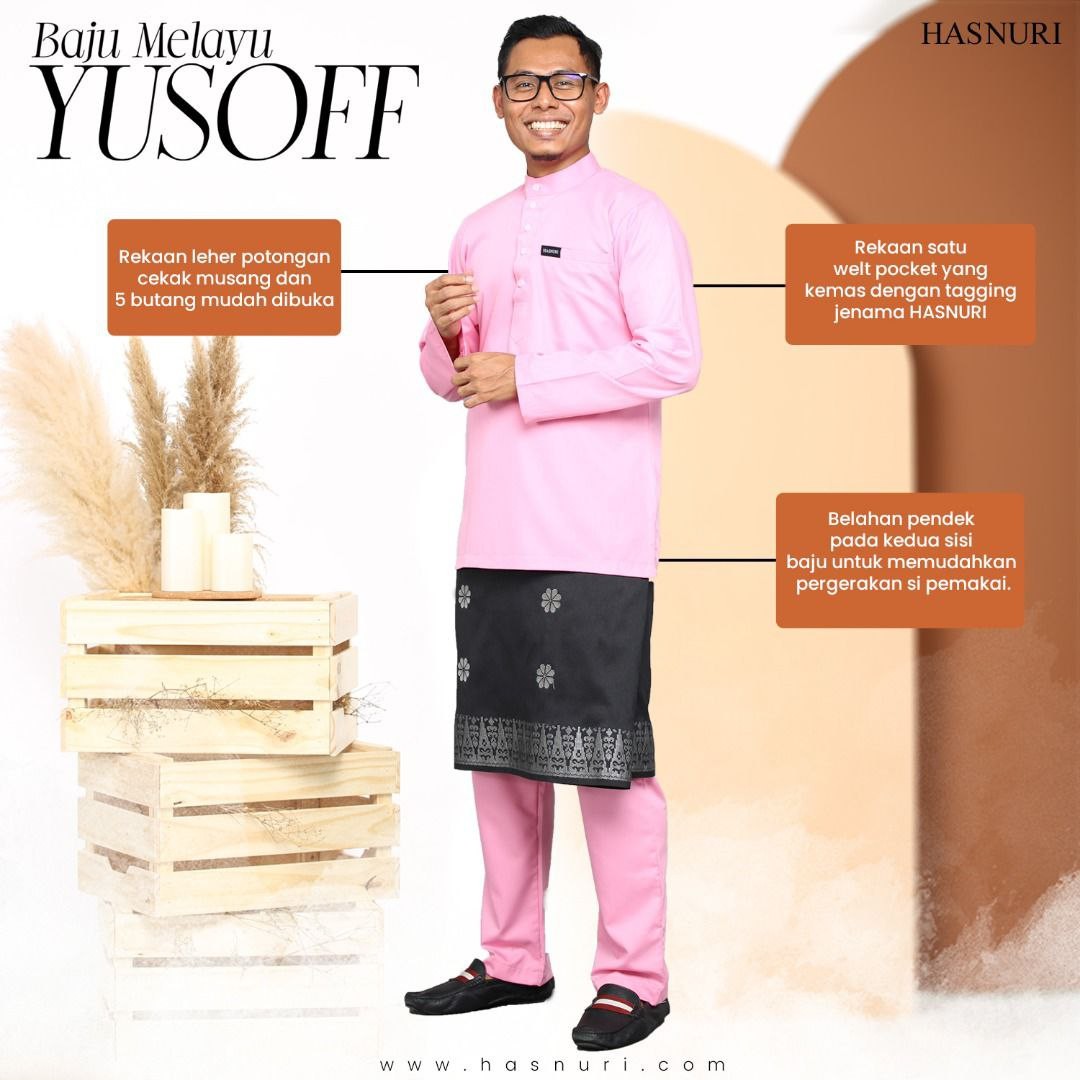 Baju Melayu Yusoff - Fuschia Pink
