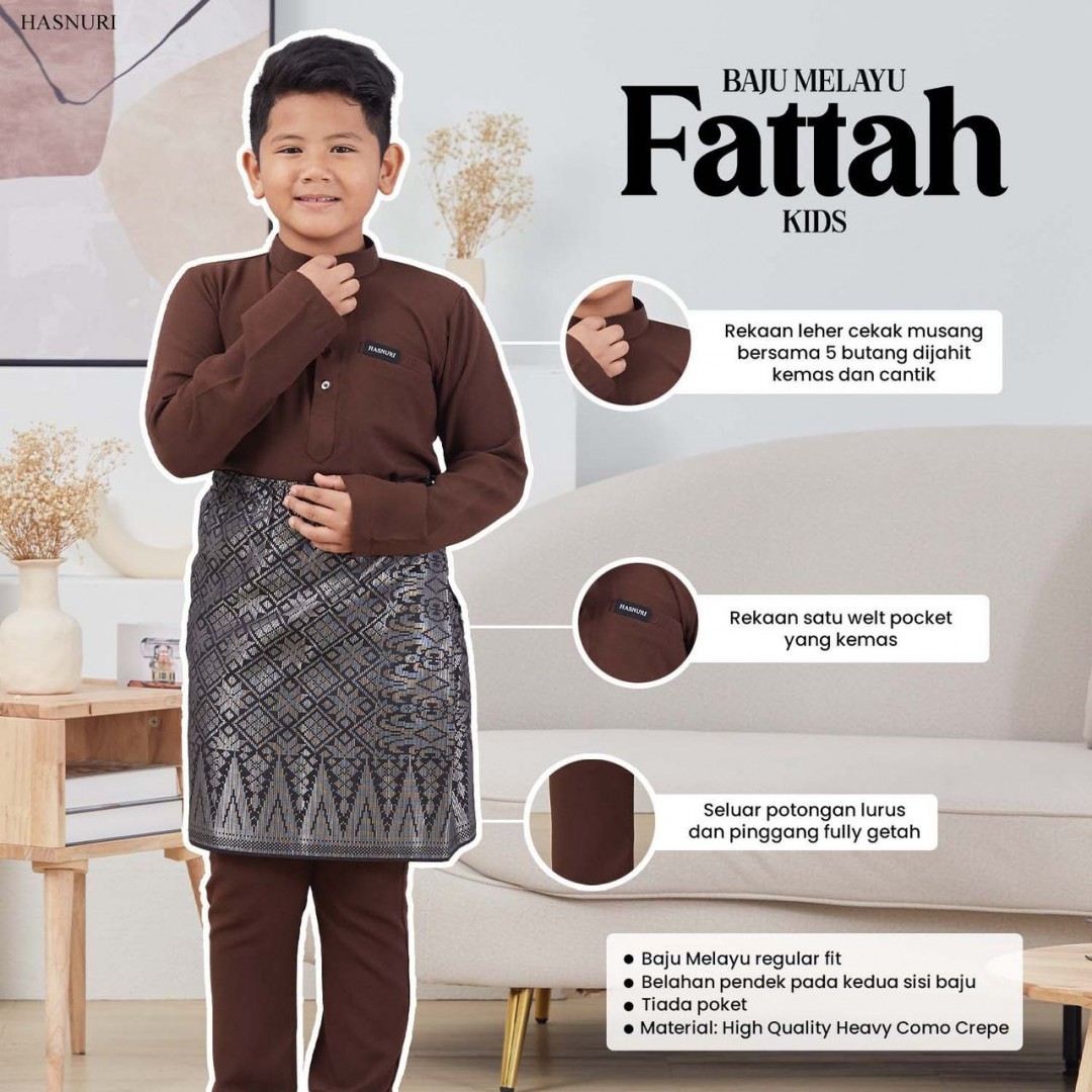 Baju Melayu Fattah Kids - Light Mauve