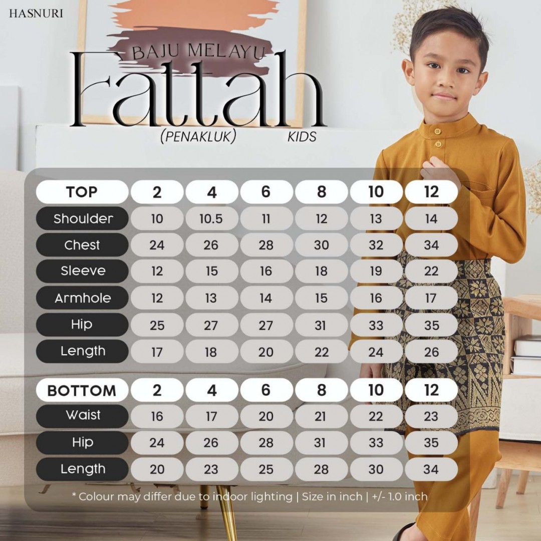 Baju Melayu Fattah Kids - Moss Yellow