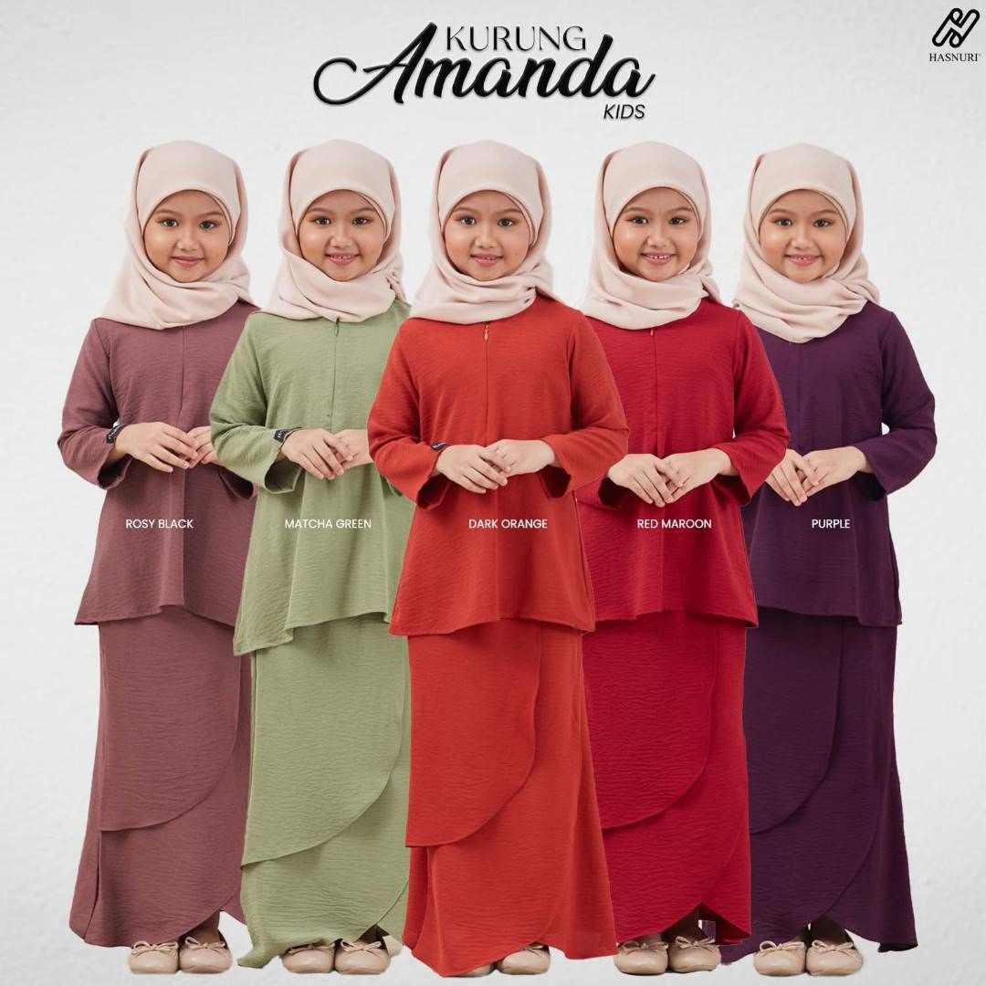 Kurung Amanda Kids - Red Maroon