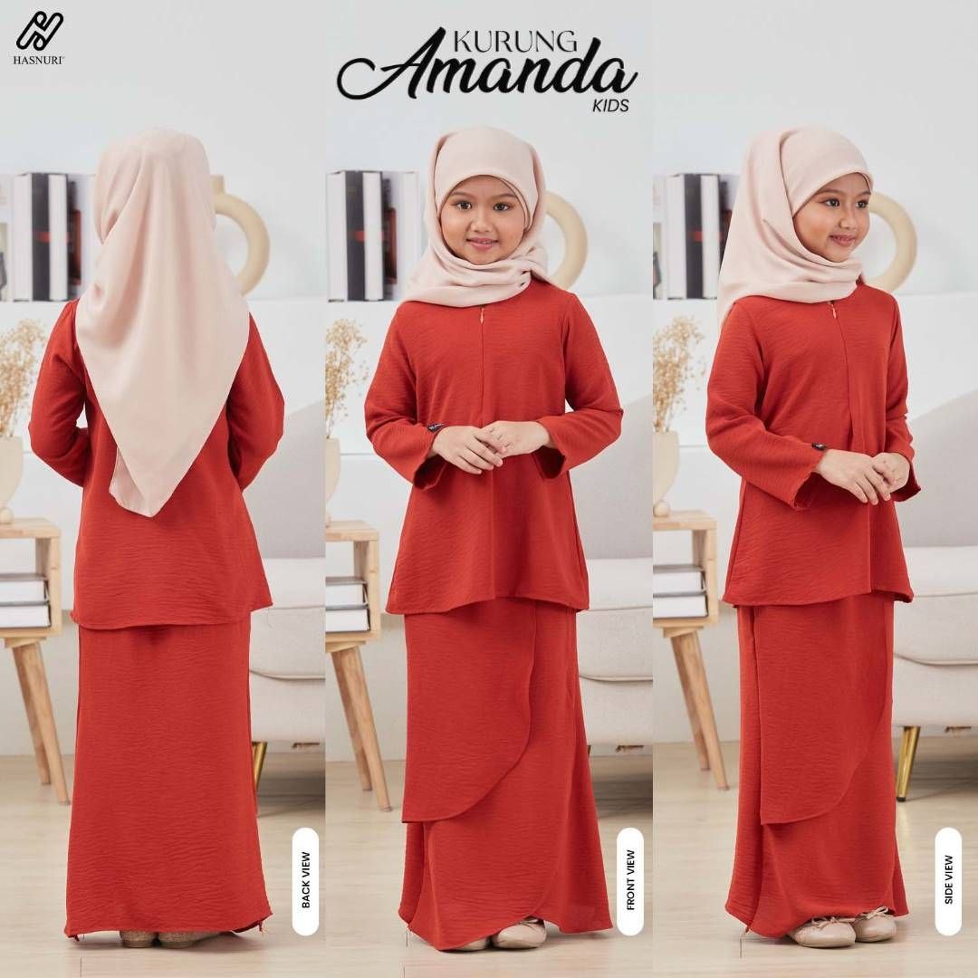 Kurung Amanda Kids - Red Maroon