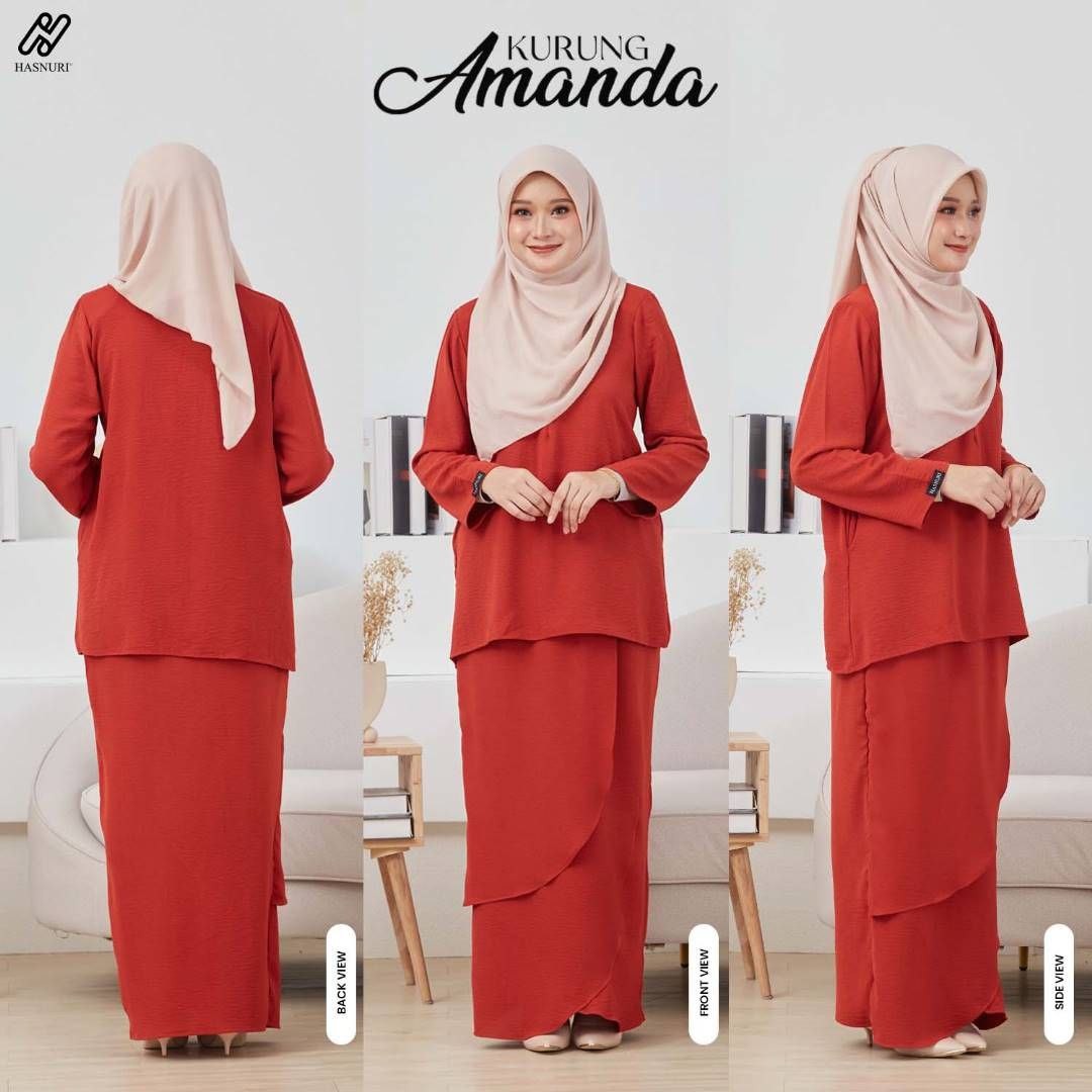 Kurung Amanda - Red Maroon