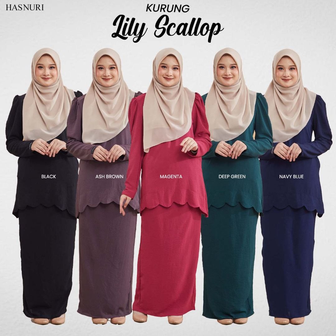 Kurung Lily Scallop - Deep Green