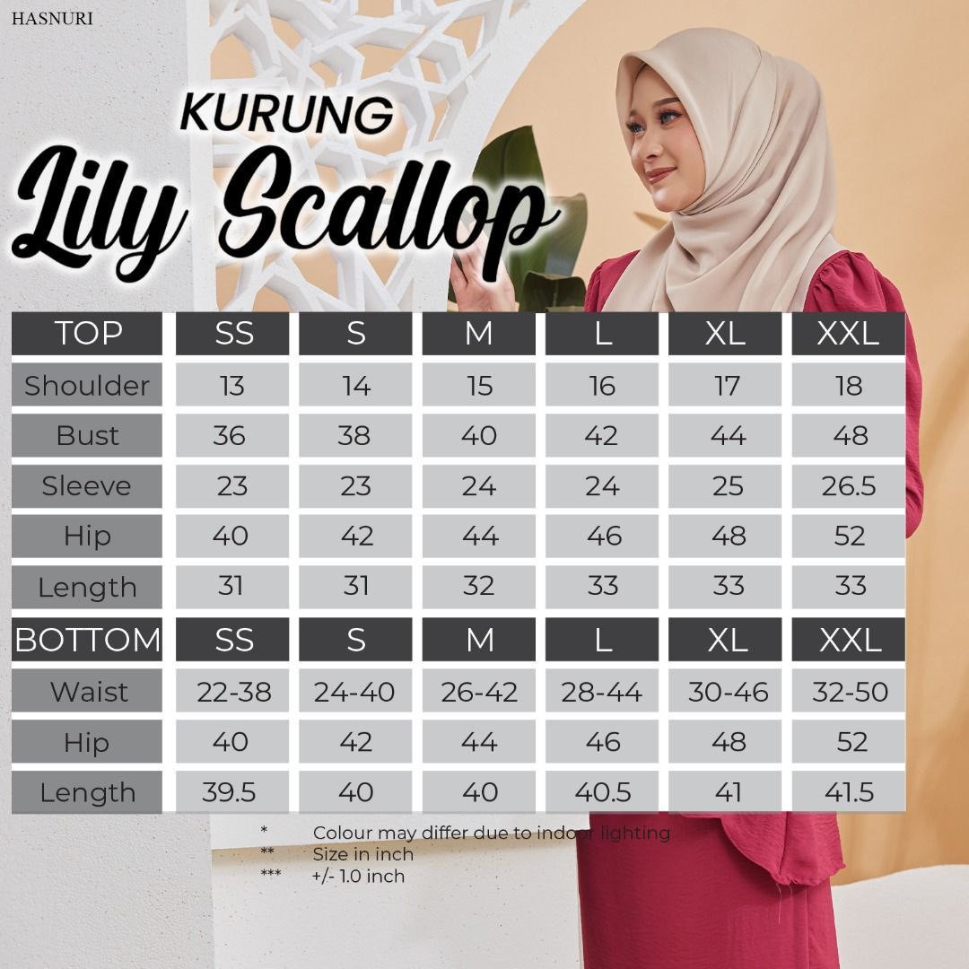 Kurung Lily Scallop - Navy Blue