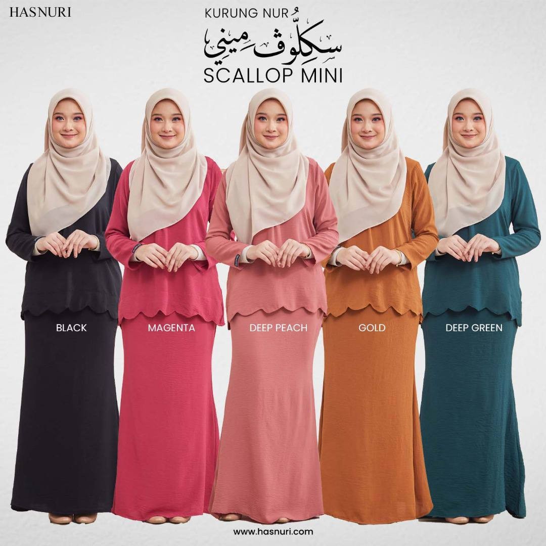 Kurung Nur Scallop Mini - Magenta