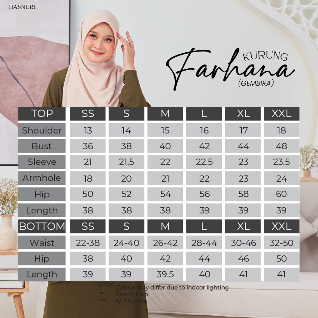 Kurung Farhana - Moss Green