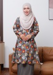 Kurung Sri Kenanga - Charcoal Grey